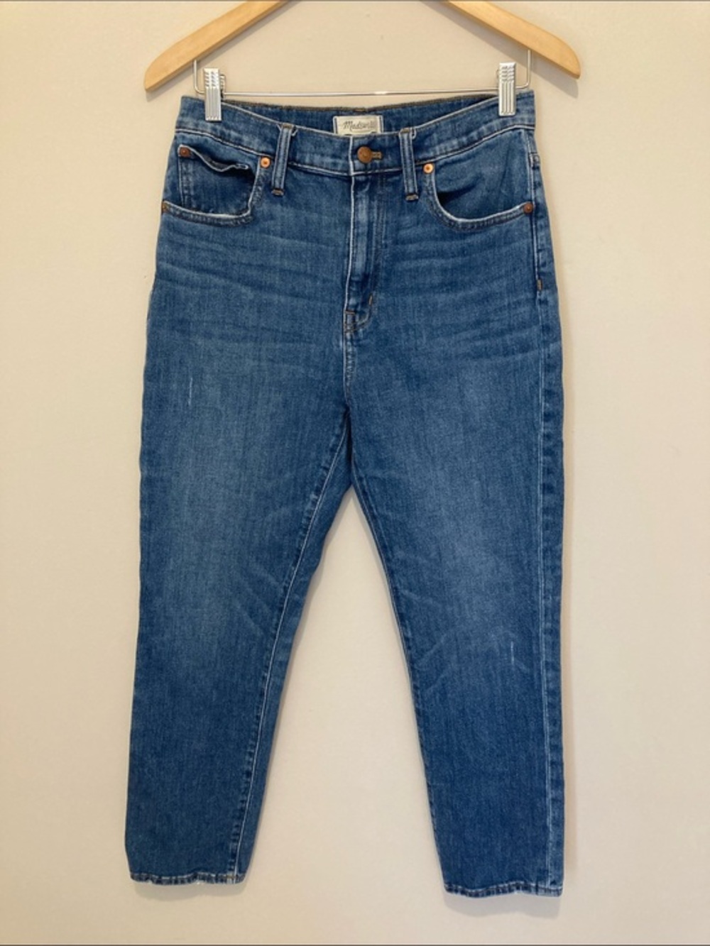 Madewell High-Rise Slim Crop Boyjean in Medium Blue Denim Sz 28